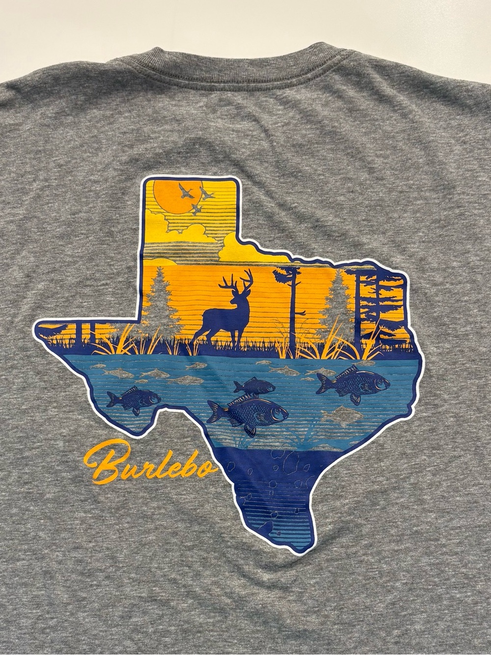 Burlebo Men's Large Gray Long Sleeve Pocket T-Shirt - Texas Outdoors